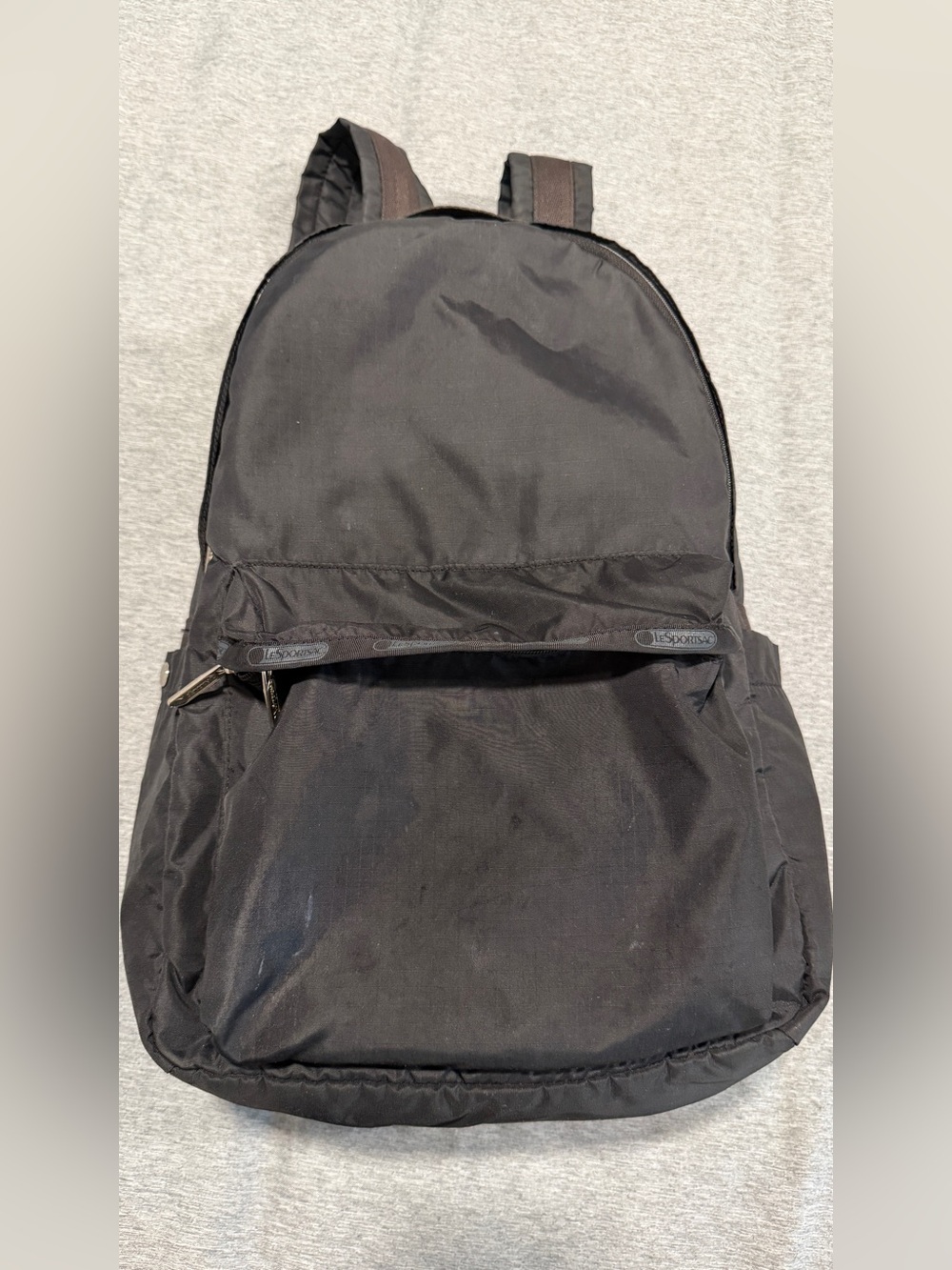 Lesportsac Black Nylon Zip-Front Backpack